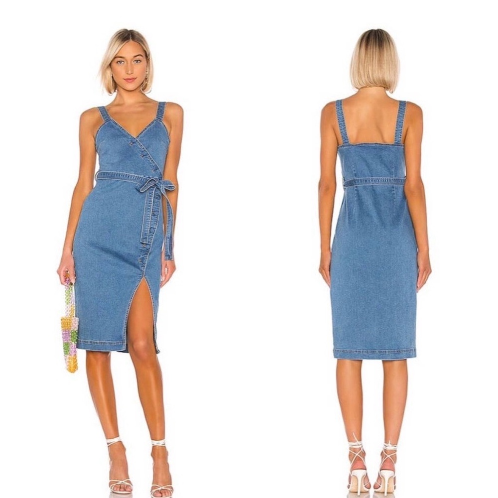 Lovers + Friends Blue Denim Midi Dress